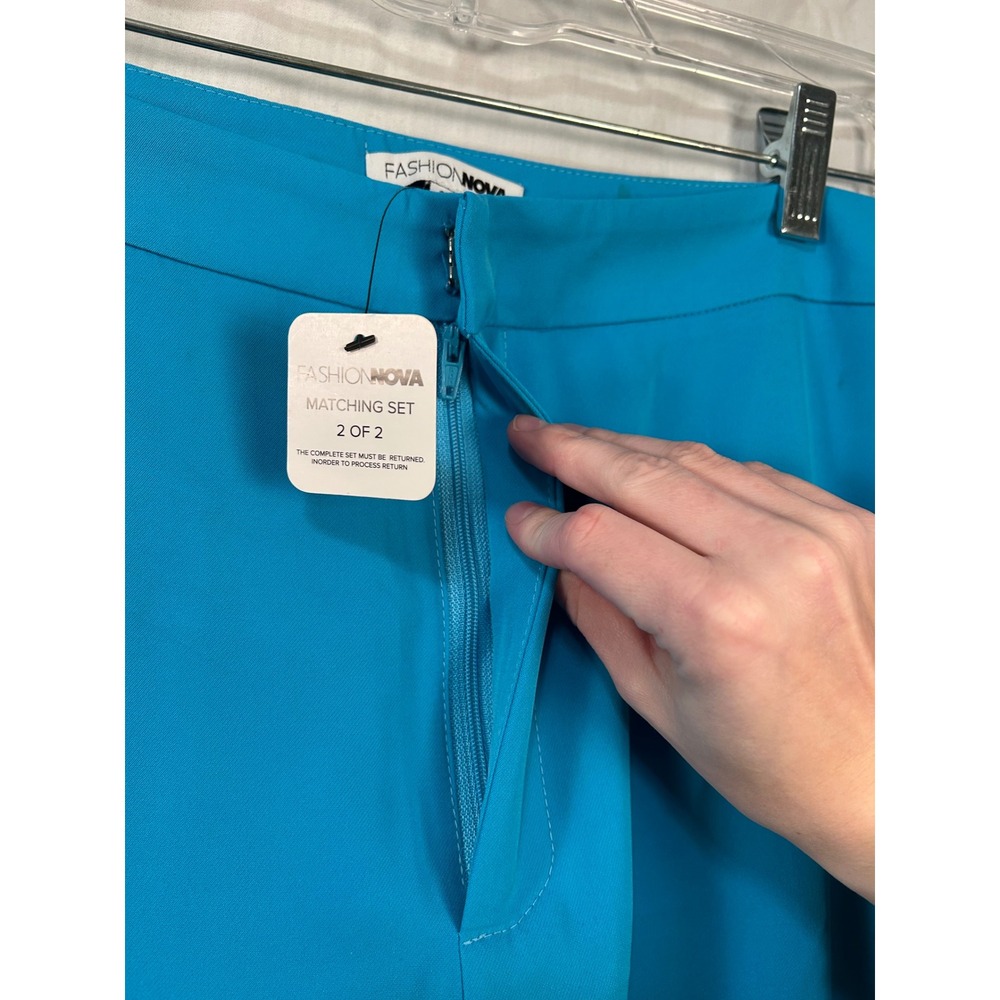 NWT Fashion Nova Blazer Pant Set Aqua Blue 1X #2300 - Picture 8 of 16